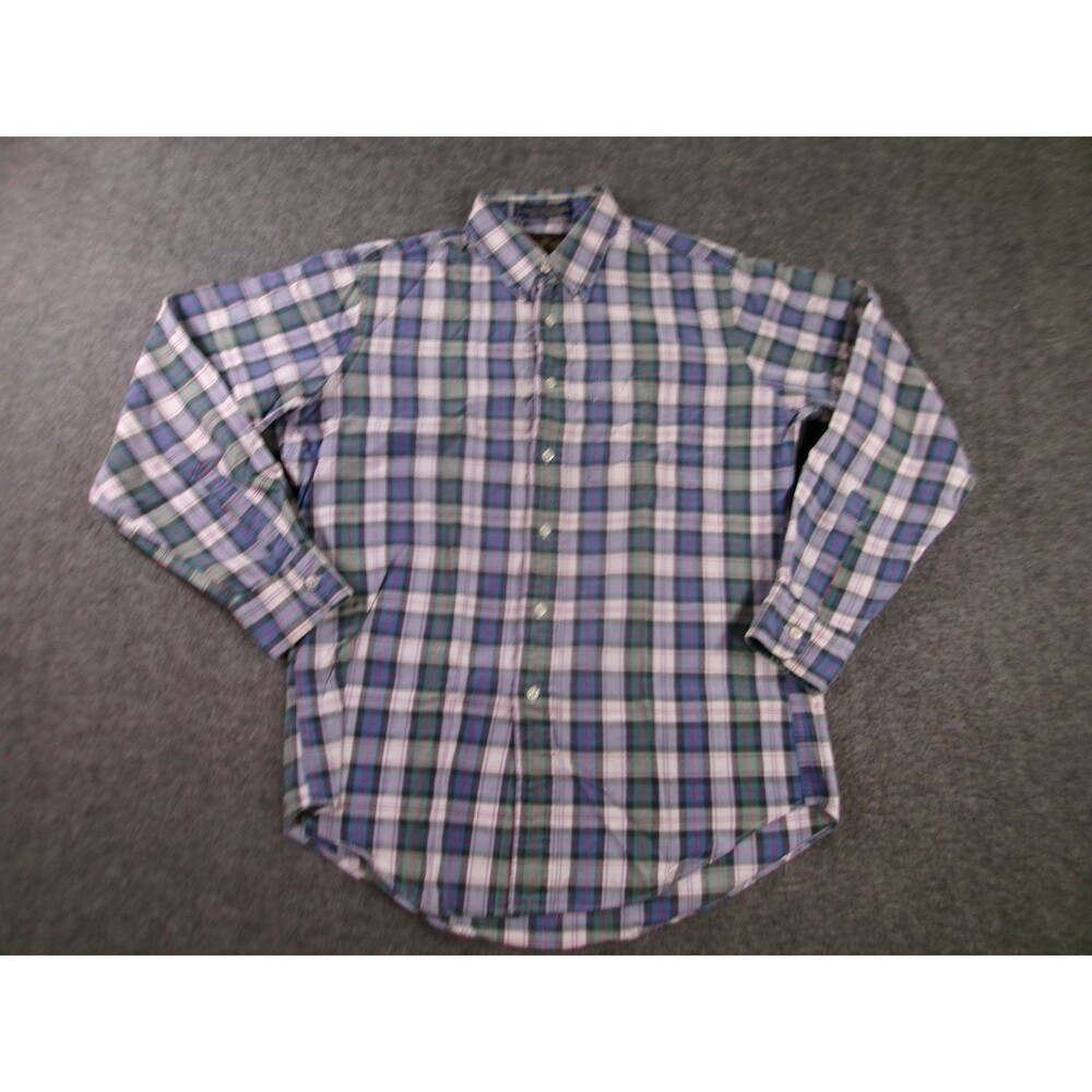 Vintage Chaps Ralph Lauren Shirt Men Medium Blue Green Plaid Classic Preppy